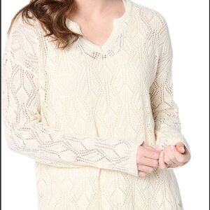 Peace Love World Cream V-Neck Sweater